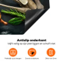 Kruiden - Lepels - Specerijen - Betonlook - Grijs Inductie beschermer vinyl 3mm klein -zzzzzzz-td-onderkant