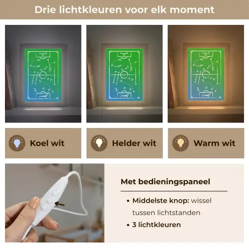 Voetbal - Tactiek - Spel - Groen - Blauw Light Box met kabel klein -USP_lichtkleurNL