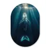 Walvis - Water - Zonnestralen - Blauw Wandcirkel Ovaal Glas middel -3d