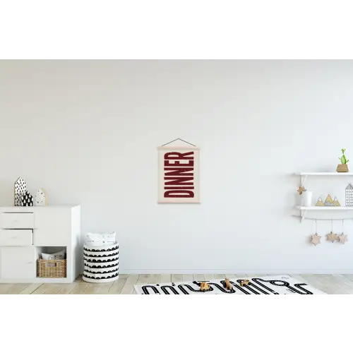 Eten - Decoratie - Rood - Vintage textielposter latten blank klein -kinderkamer