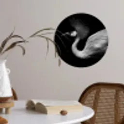 Kraanvogel - Zwart - Wit - Vogel - Dieren Wandcirkel behangsticker klein -sfeer3