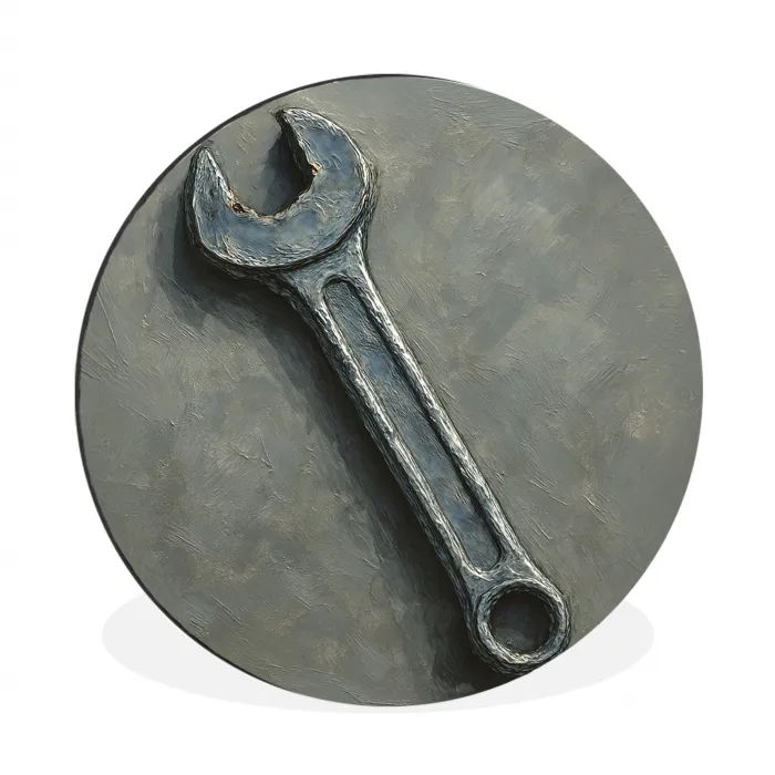Steeksleutel - Schilderij - Gereedschap - Verf Wandcirkel aluminium klein -3d