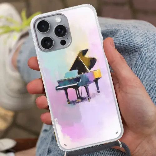 Piano - Pastel - Elegant - Dromerig Hoesje iPhone 16 Pro Max met koord klein -sfeer3