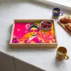 Vrouw - Zonnebril - Abstract - Oranje Dienblad Rechthoek middel -sfeer2