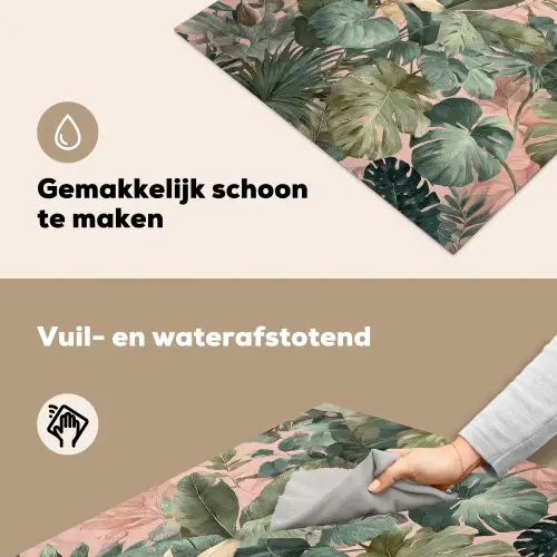 Compositie van bladeren - Groen - Roze Inductie beschemer met haakjes middel -ky-schoon-nl
