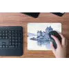Schots - Kasteel - Blauw - Aquarel muismat rubber klein -toetsenbord