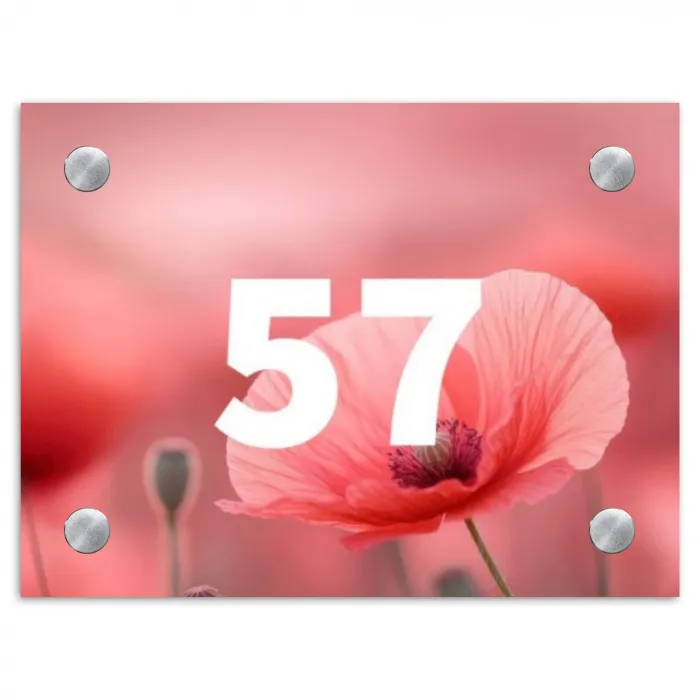 Klaproos - Traditioneel Naambord Rechthoek middel -3d