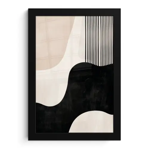 Abstract - Japandi - Beige - Modern fotolijst zwart zonder passe partout klein -3d