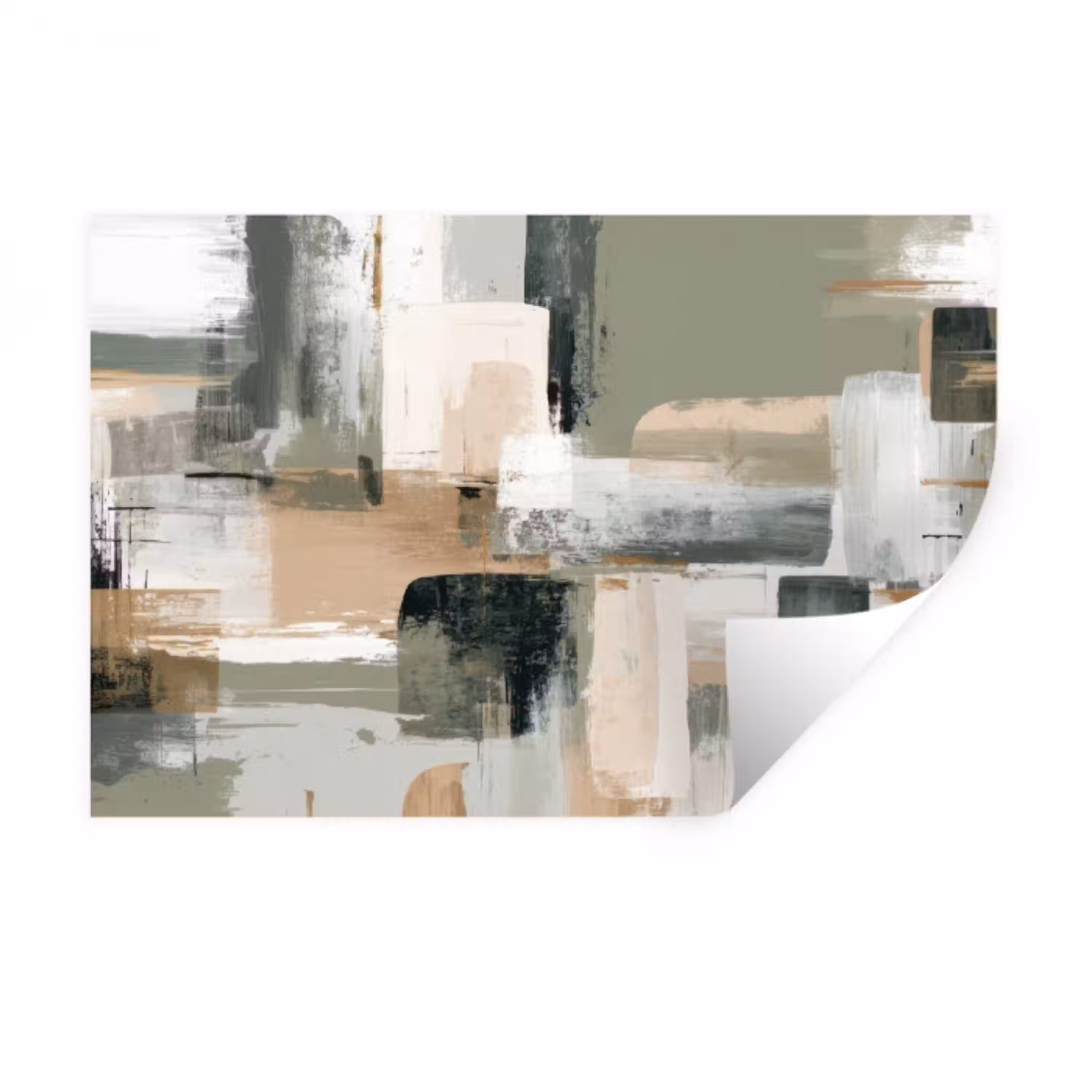 Penseelstreken - Abstract - Aardetinten Muursticker klein -3d