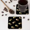 Macarons - Patroon - Goud - Zwart onderzetter kurk middel -sfeer2