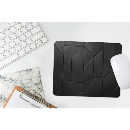 Zwart - Geometrisch - Tegeltjes muismat rubber klein -witbureau