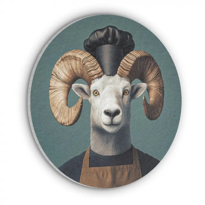 Geit - Hoorns - Kokskleding Akoestische PET Vilt - Rond klein -3d