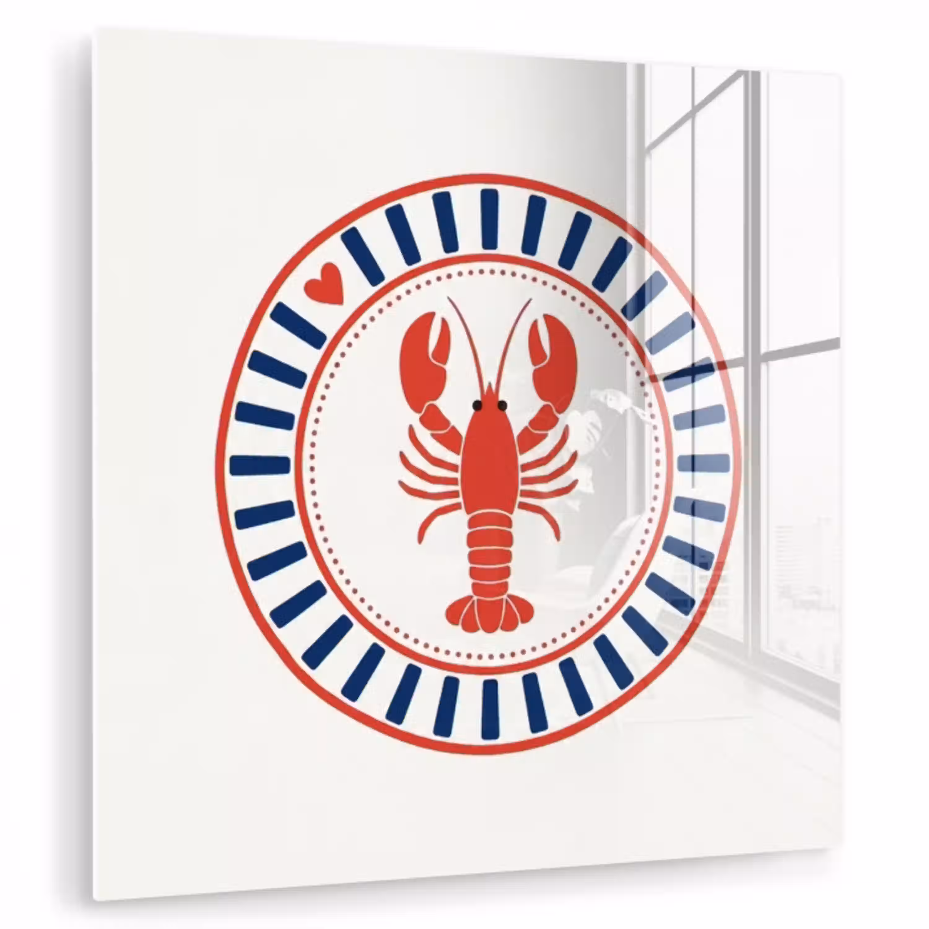 Zeeleven - Kreeft - Embleem - Grafisch - Rood plexiglas 5mm klein -zzzproduct_nieuw