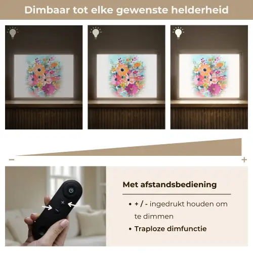 Bloemen - Kleuren - Boeket - Natuur Light Box met batterij (Wandlamp) middel -USP_dimbaarNL