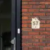 Vierkant - Beige - Marmer - Traditioneel Naambord Huisje klein -sfeer2