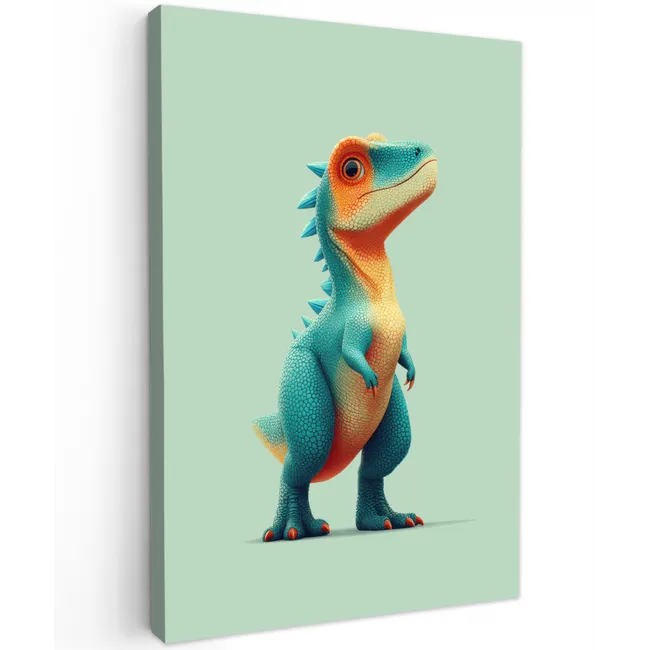 Cartoon - Dino - Oranje - Stekels canvas 2cm klein -z3d