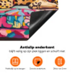 Luipaard - Kleurrijk - Tropisch Inductie beschermer vinyl 3mm klein -zzzzzzz-td-onderkant