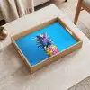 Ananas - Blauw - Tropisch - Vrolijk Dienblad Rechthoek middel -sfeer1
