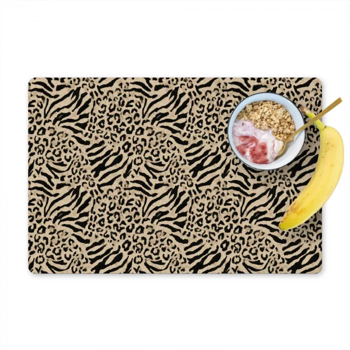 Giraf - Zebra - Motief - Bruin Placemat vinyl groot 368 -zzzproduct_Kitchenyeah-website