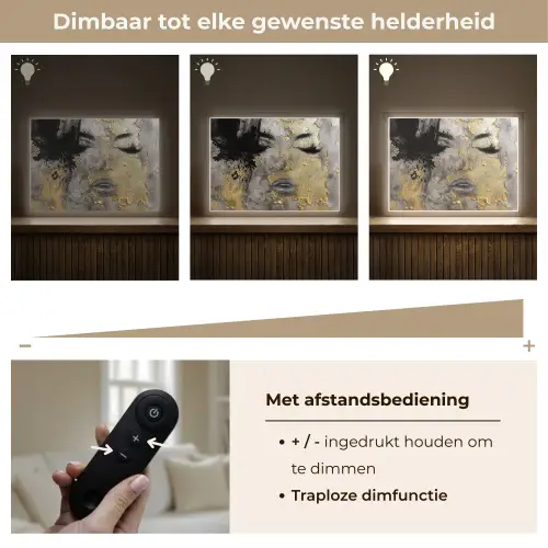 Vrouw - Kunst - Goud - Zwart Light Box met batterij (Wandlamp) middel -USP_dimbaarNL