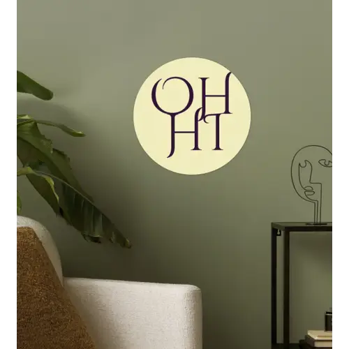Oh hi - Geel - Monogram Wandcirkel behangsticker klein -sfeer2