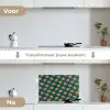 Groen - Disco - Patroon keuken achterwand spatscherm klein 900 -voor_na_NL