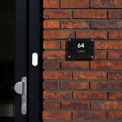 Zwart krokodillenleertextuur - Modern Naambord Rechthoek middel -sfeer1-rechthoek-S