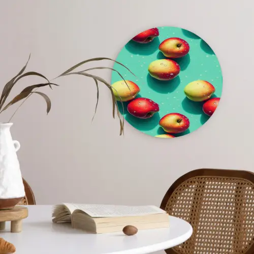 Appels - Water - Turquoise Wandcirkel plexiglas klein 852 -sfeer4