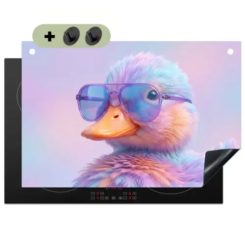 Eend - bril - Pastel Inductie beschemer met haakjes klein -3d