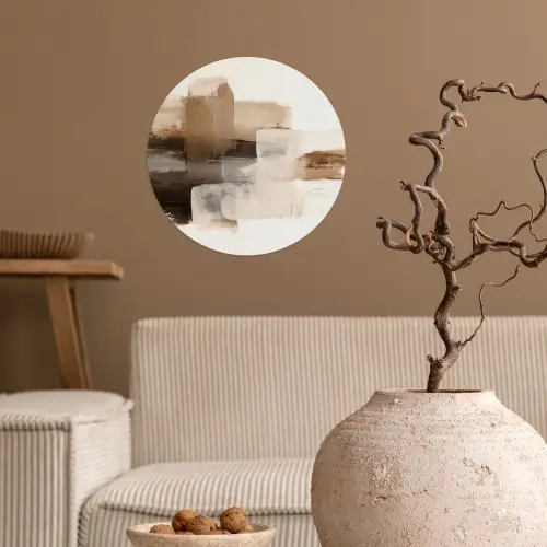 Penseelstreken - Abstract landschap - Rust Wandcirkel behangsticker klein -sfeer1