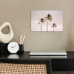 Palmbomen - Zonsondergang - Roze poster papier klein -sfeer1