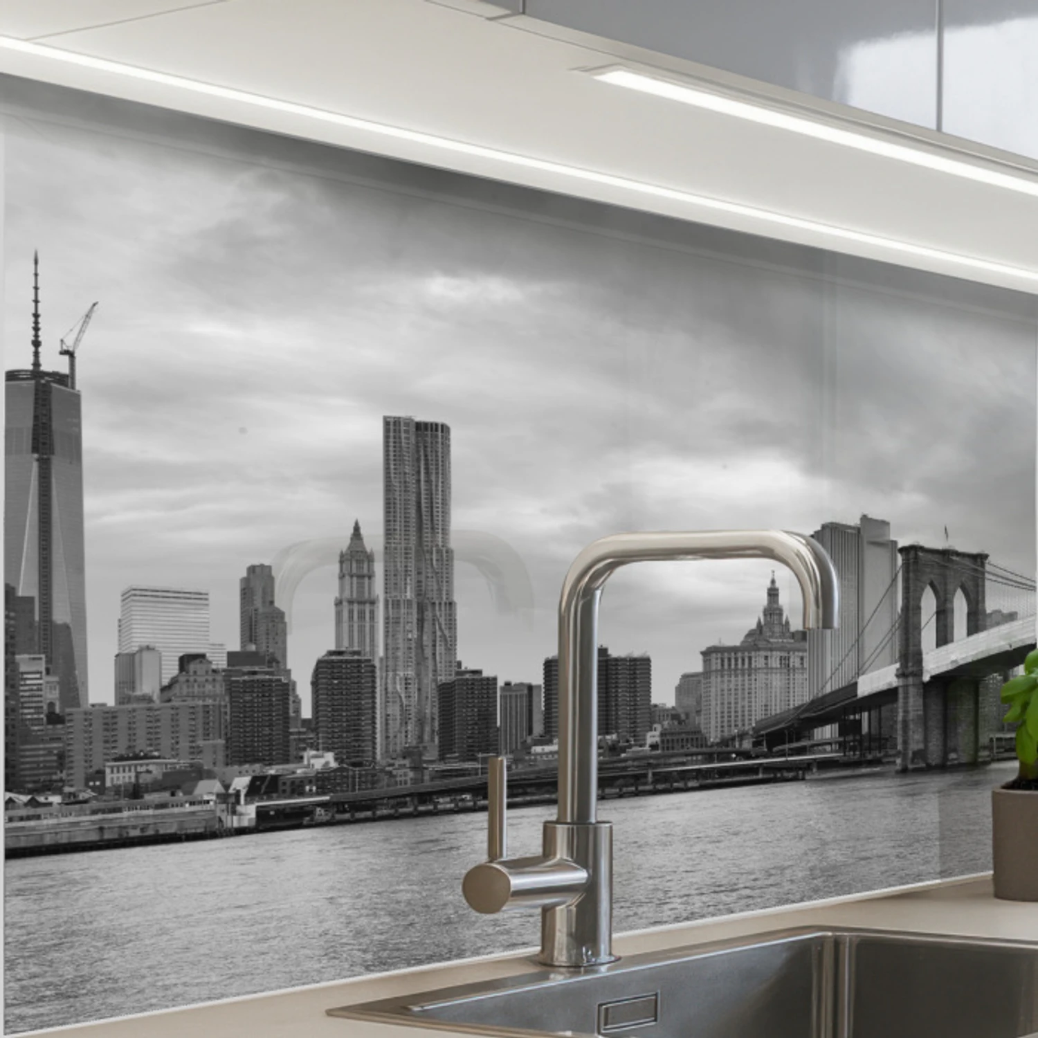 Skyline - Brug - Gebouwen - Kleurloos keuken achterwand 2 middel -zzzz3d_schuin