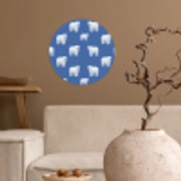 IJsbeer - Patroon - Blauw Wandcirkel behangsticker klein 186 -sfeer1