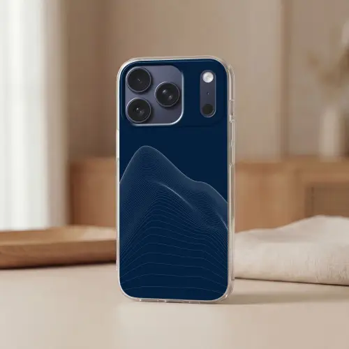Lijnen - Abstract - Blauw - Wit Telefoonhoesje iPhone 17 Pro klein -sfeer2