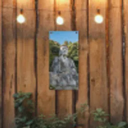 Stenen Boeddha in de ochtendzon tuinposter los doek klein -sfeer1