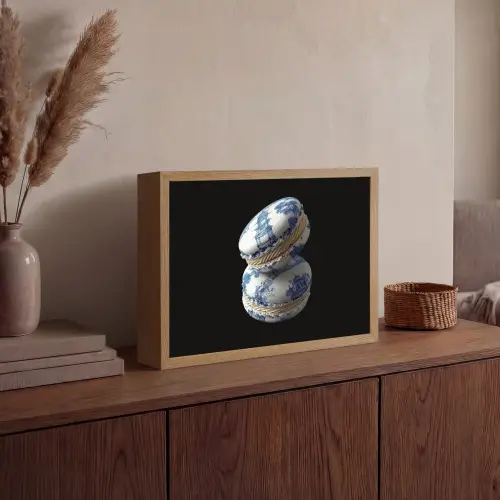 Eten - Macarons - Delfts blauw - Koekjes Light Box met batterij (Wandlamp) middel -sfeer2