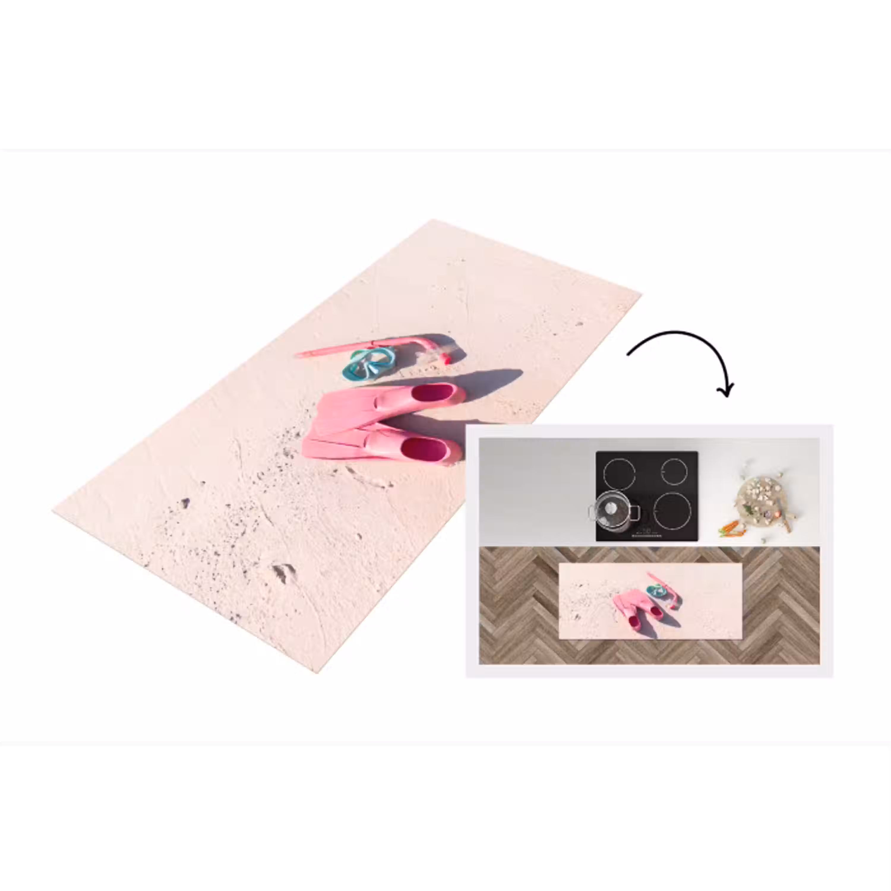 Snorkelset - Strand - Zomer - Roze Keukenloper - keukenmat middel -3d
