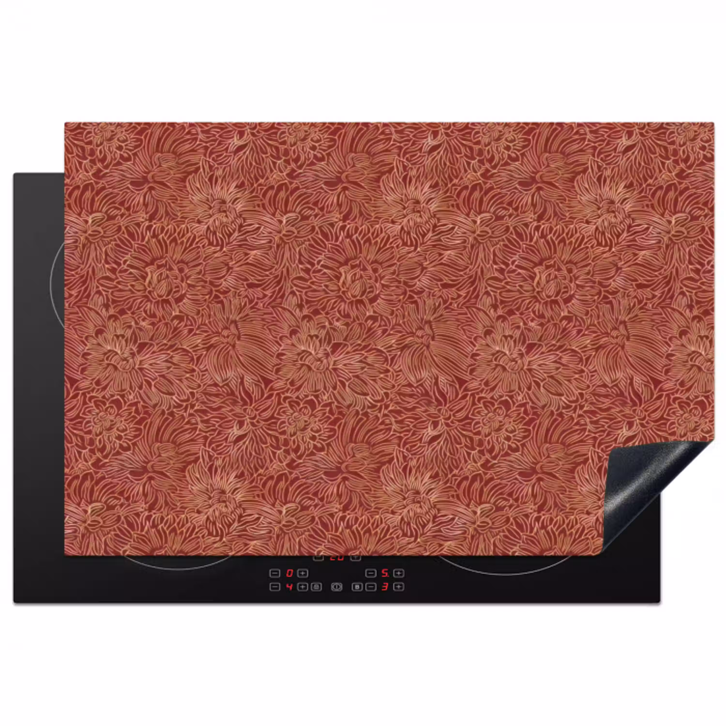 Bloemen - Motief - Rood Inductie beschermer vinyl 3mm klein 276 -3d