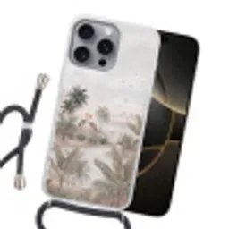 Kraanvogels - Palmbomen - Tropisch Hoesje iPhone 16 Pro Max met koord klein -sfeer1