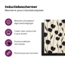 Tulpen - Patroon - Zwart Inductie beschermer vinyl 3mm klein 276 -zzzzzzz-cc-usp
