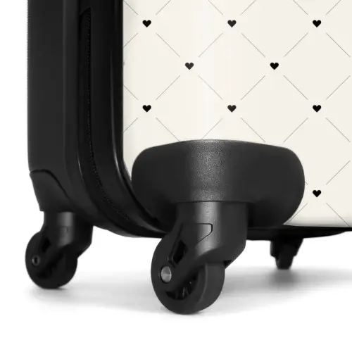 Valentijn hartenruitmotief zwart wit NBS - Handbagage koffer - Kinderen Unisex middel -wiel