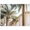 Gebouw - Palmbomen - Beige - Zon tuinposter los doek klein -3d