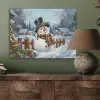 Sneeuwpop - Winterdorp - Kleurrijk PET vilt klein -sfeer2