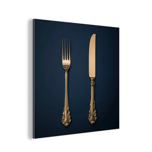 Bestek - Donkerblauw - Goud aluminium wit klein -3d