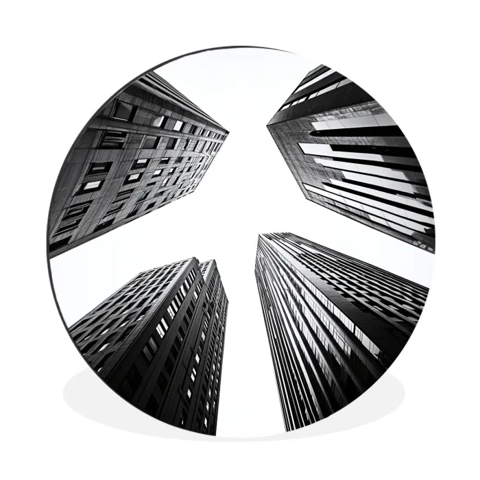 Gebouwen - Lucht - Zwart Wandcirkel aluminium klein -3d