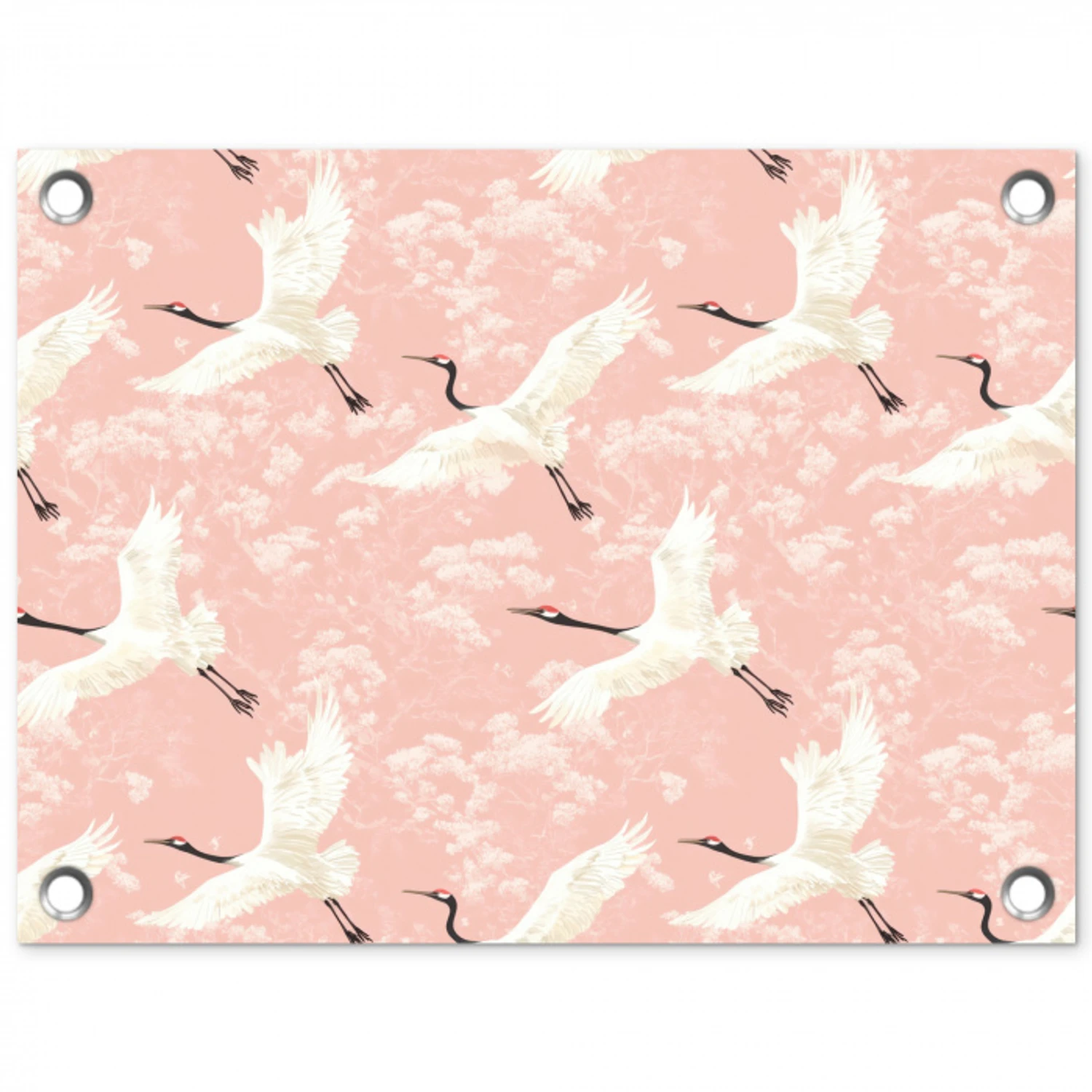 Kraanvogels - Bloesem - Roze tuinposter los doek klein 239 -3d