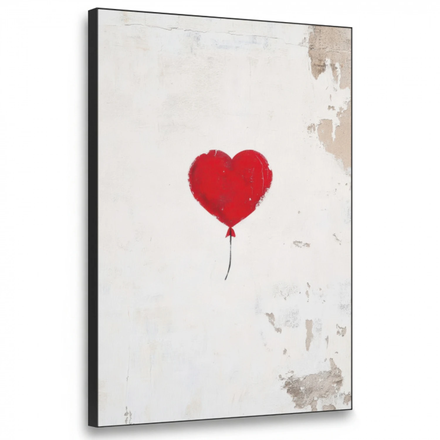 Ballon - Rood - Hart Textielframe zwart klein -3d