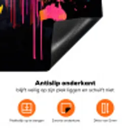Wereldkaart - Verf - Kleurrijk - Graffiti - Wereld Inductie beschermer vinyl 3mm klein -zzzzzzz-td-onderkant