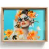 Bloemen - Vrouw - Zonnebril - Blauw Dienblad Rechthoek middel -z3d_shopping