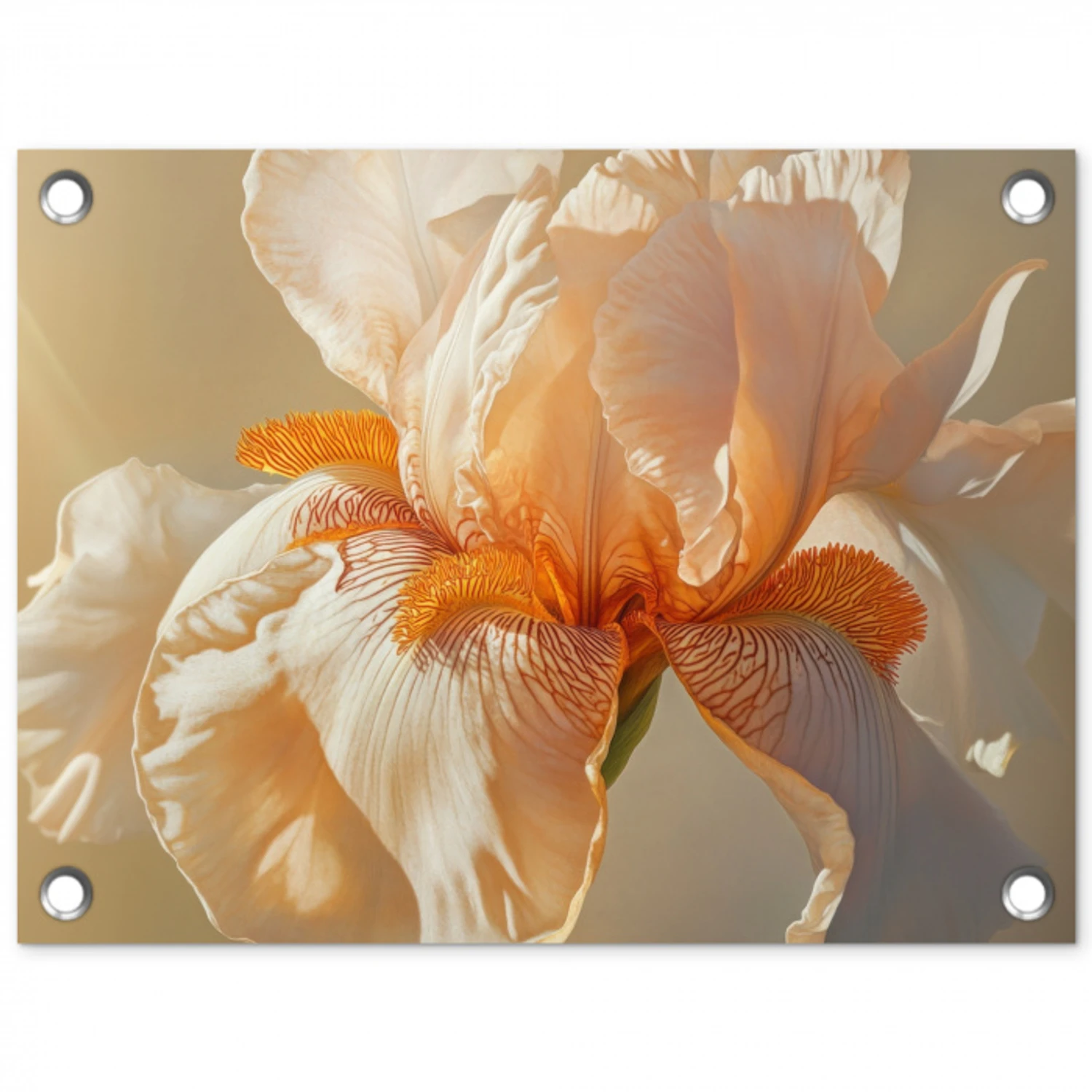 Close up - Oranje - Iris tuinposter los doek klein -3d